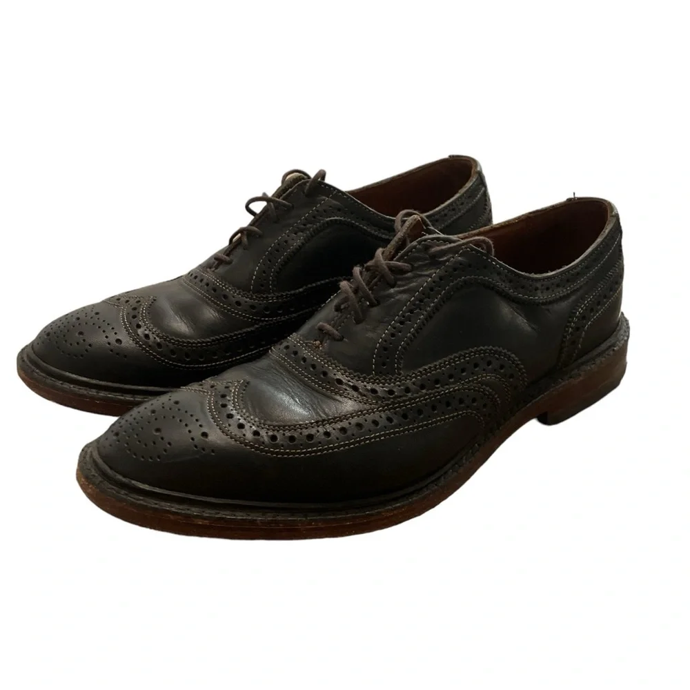 ALLEN‎ EDMONDS McTavish Size 9.5 Black Leather Oxford Lace Up Wingtip Shoes